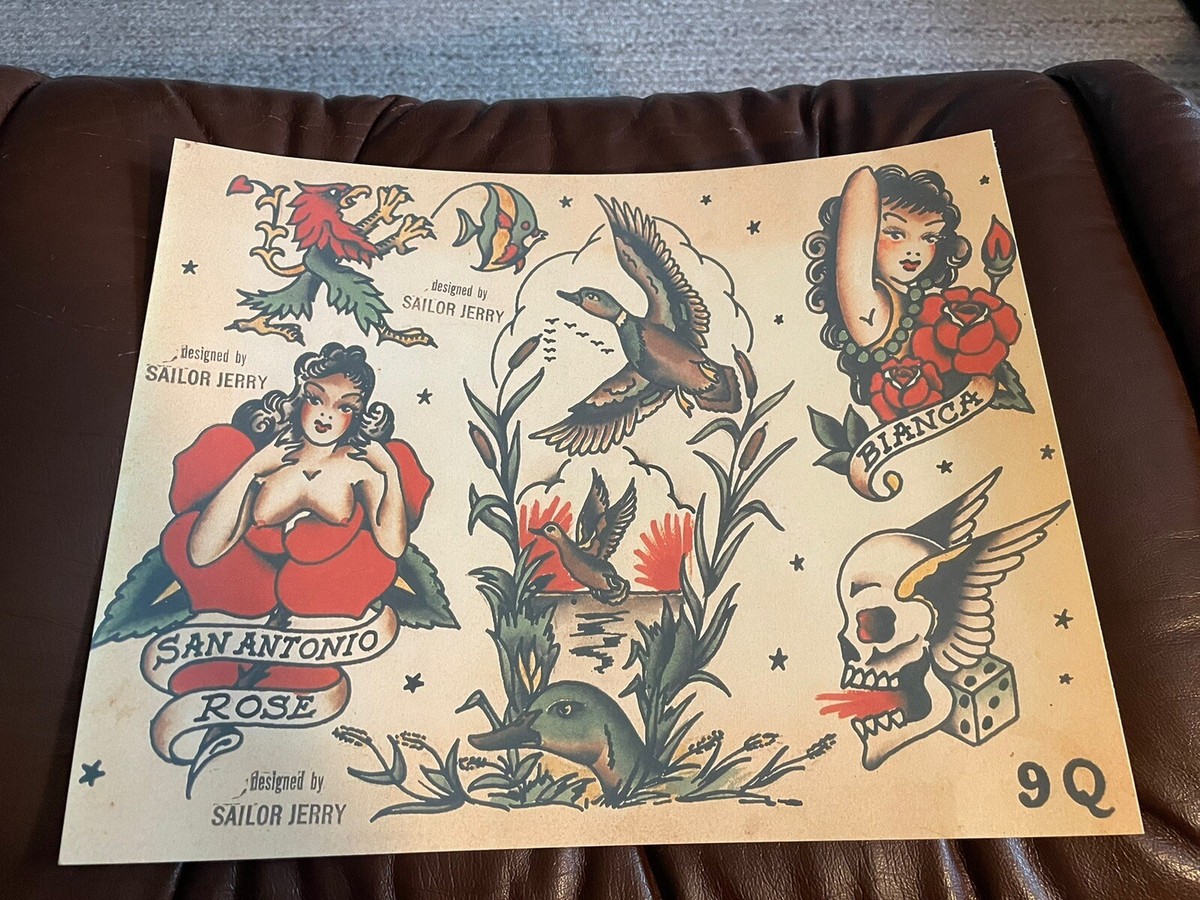 Designed By Sailor Jerry Tattoo flash art sheet (lot #137) 9Q