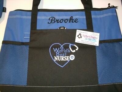 World's Best Nurse Heart Personalized Tote Bag LPN, RN, CNA, HHA, QMA, BSN 