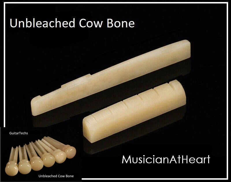 MusicianAtHeart Unbleached Slotted Bone Nut Saddle Bridge Pins