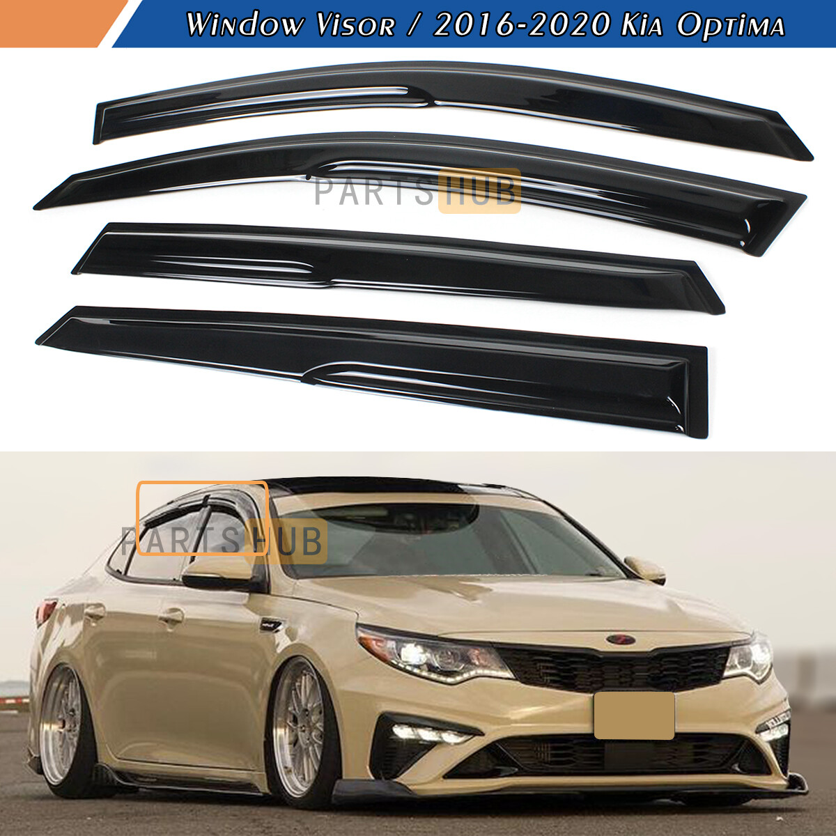 For 2016-2020 Kia Optima K5 Wavy Mugen Style Window Visors Rain