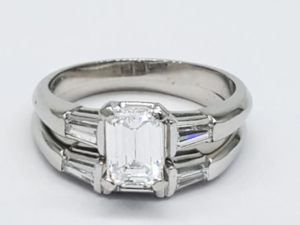 900 Solid Platinum/10% Iridium Diamond Wedding Ri… - image 1