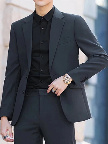 Men Work Blazer Jacket Business Casual Formal Button Slim Fit Suit Coat Tops - Picture 13 of 27