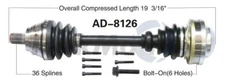 For Audi A3 VW CC Eos Jetta Front Driver Left CV Axle Shaft SurTrack AD-8126