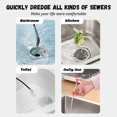 Drain Cleaner Spring Pipe Sticks Clog Remover Sewer Dredging Kitchen Sink Tools - Picture 2 of 5