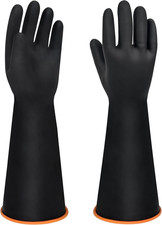 18" XL Size Latex Chemical Resistant Gloves, Reusable Heavy Duty Long Rubber Glo