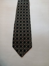 Geoffrey Beene Tie - 100% Silk - Made in USA - Black Gray Red Geometric Stripes