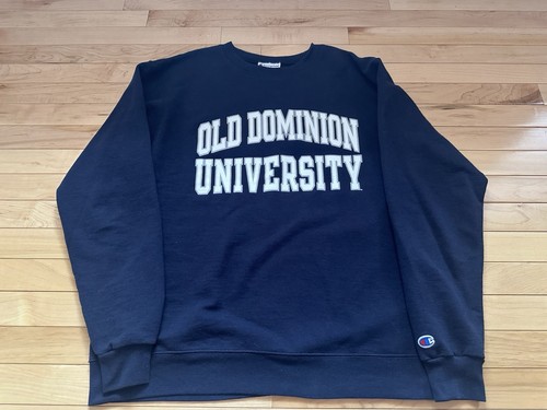 Old Dominion University Champion Crewneck Sweatshirt Navy Blue Spellout Size L