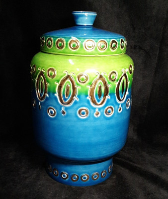 Rosenthal Netter Bitossi Rimini Blu Ceramic Lidded Jar Original 1960's Label