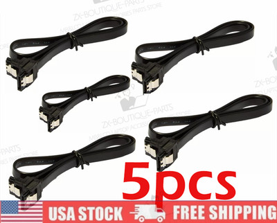 5pcs New 18'' SATA 3.0 Cable SATA3 III 6GB/s Right Angle SSD HDD Hard Drive Black