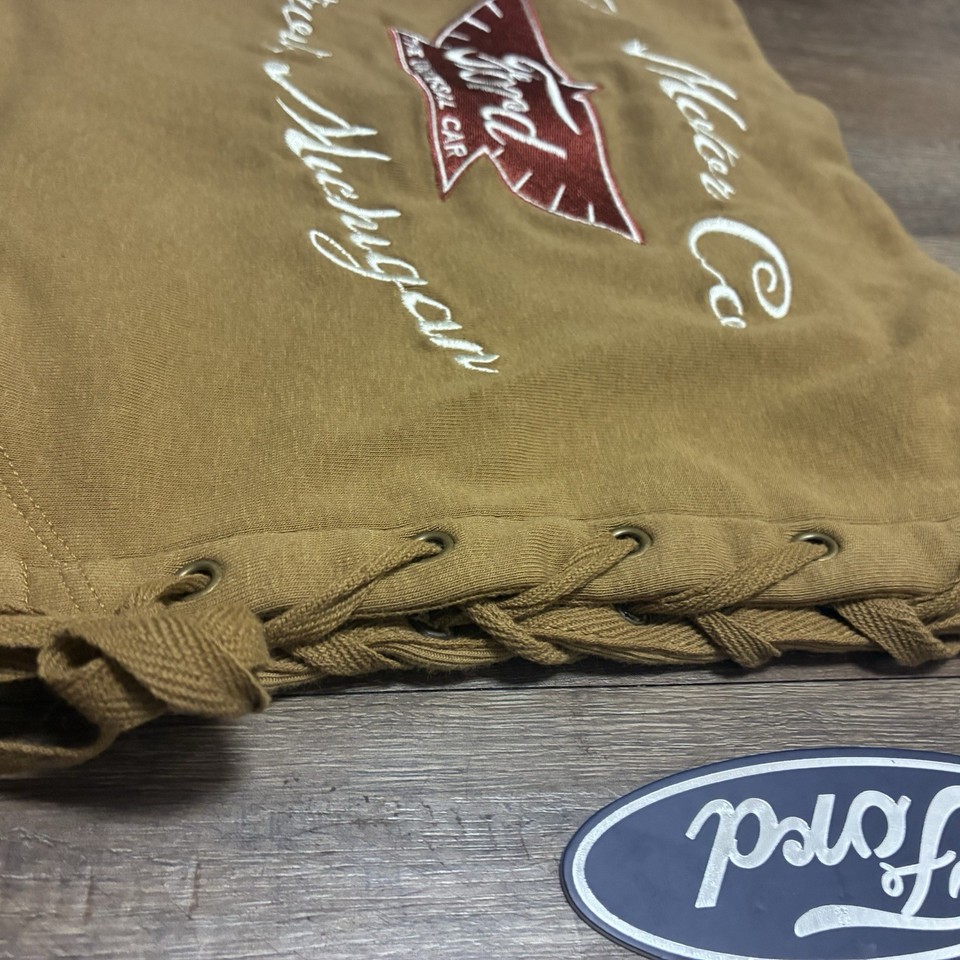 Ford Motor Co Lace Up Tube Top Brown Y2K Biker Graphic Detroit Michigan ...