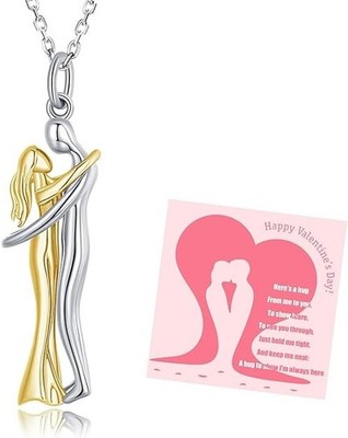 Hug Couple Necklace for Women S925 Sterling Silver Hugging Necklace Anniversa...