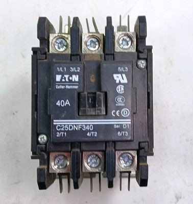 1 USED EATON C25DNF340 40 AMP 3 POLE DEFINITE PURPOSE CONTACTOR ***MAKE OFFER***