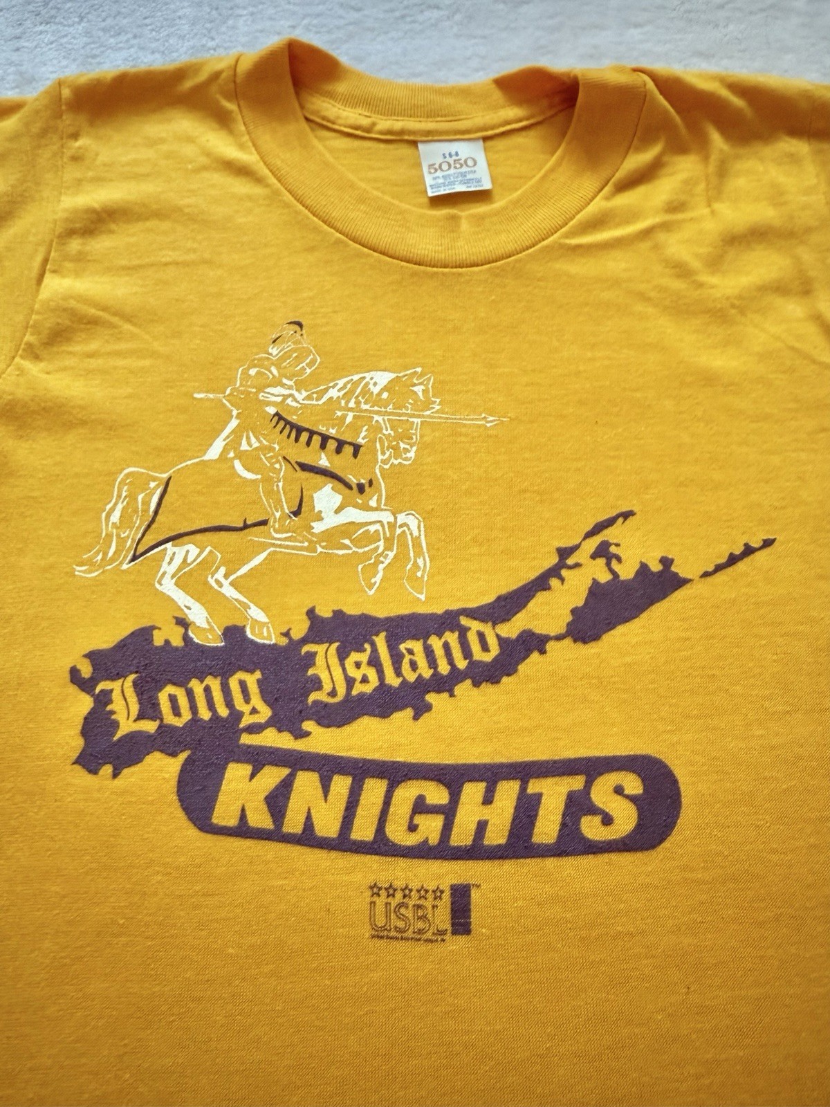 Vintage 80s NY Long Island Knights USBL Deadstock Kids T Shirt Single Stitch S