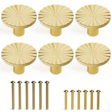 6 Pack Gold Cabinet Knobs, Round Drawer Pulls Cabinet Door Kitchen Cupboard B...
