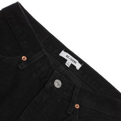 Re/Done NWT Denim Jeans Size 24 US 70s Low Rise Bell Bottom in Black 100% Cotton