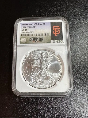 2014 NGC MS 69 AMERICAN SILVER EAGLE - SAN FRANCISCO GIANTS NLC CHAMPIONS LABEL