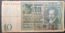 1929 Germany 10 Reichsmark P180a(1-1), L.07049487.