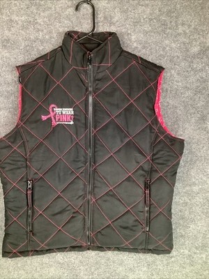 Women's Pink Wrangle Vest ''Tough Enough To Wear Pink'' Quilted Zip up Breast Canc