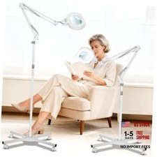 Magnifying Glass with Light and Stand, 12X Real Glass Lens White