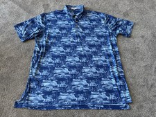 Peter Millar Summer Comfort Golf Polo Shirt Mens XXL 2XL Blue Camper Beach Print