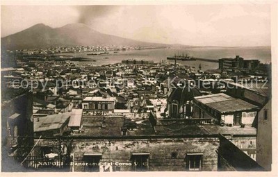 Napoli Naples panoramic view to Vesuvius volcano