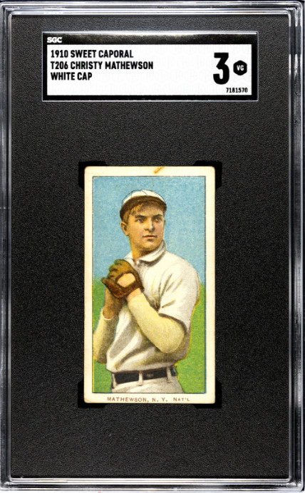 1910 Sweet Caporal (T206) Mathewson, Christy White Cap SGC 3