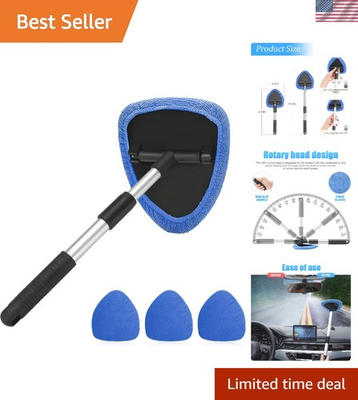 #ad Car Window Cleaner with Extendable Long Handle and 4 Washable Reusable Microf... $19.99