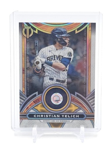 CHRISTIAN YELICH 2023 TOPPS TRIBUTE STAMP OF APPROVAL GAME USED PATCH /199 Q1651
