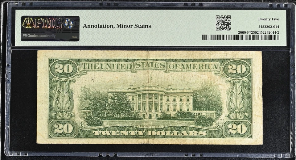 US 1950 A $20 FRN New York PMG STAR NOTE* FR 2060-F* PMG 25 VF  - Image 2 of 2