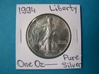 US COINS 1994 YEAR US EAGLE S$1 DOLLAR SILVER COIN 1 OZ FINE SILVER.