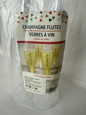 8-Pack Disposable Plastic Champagne Flutes 5.5 oz Party Cups