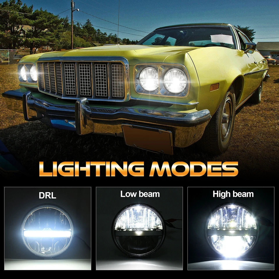 Actualización para Ford Ranchero 1958-1975 4 piezas 5,75" faros LED redondos alto/bajo DRL Foto 2 de 4