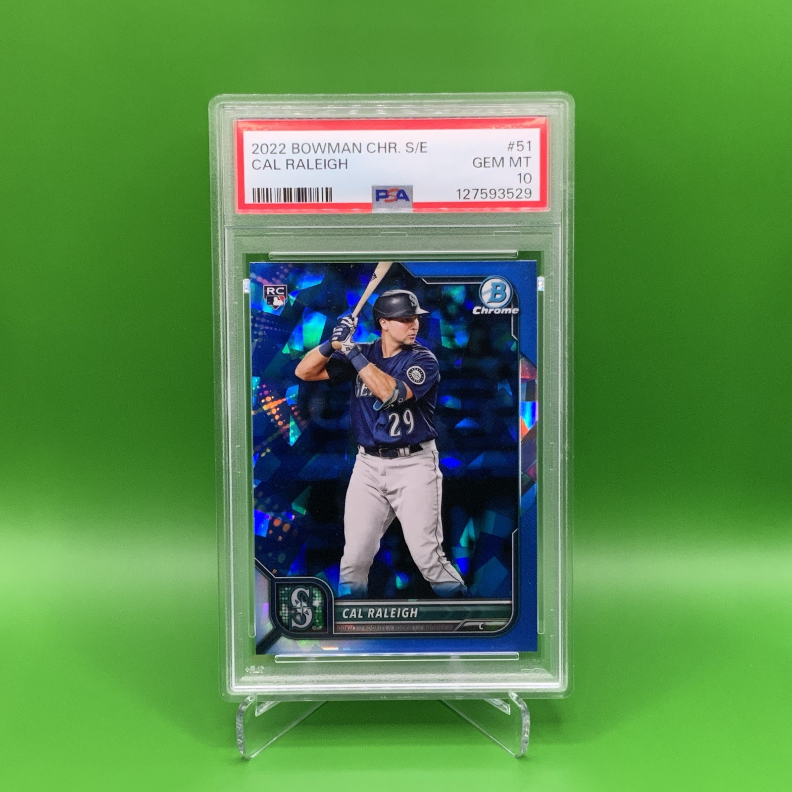 2022 Bowman Chrome Sapphire Edition Cal Raleigh #51 PSA 10 Mariners Rookie