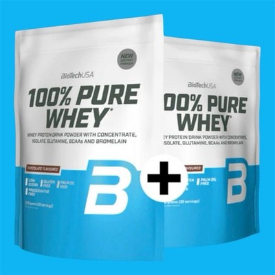 Protein Whey 2000g(2x1000g) Eiweißpulver Muskelaufbau Set Auswahl BioTechUSA