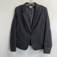 H M Women Black Single Button Blazer Jacket Size Medium Tailored Professional