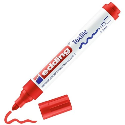 edding 4500 Textile Marker - red - 1 Pen - Round Nib 1 Count (Pack of 1), Red