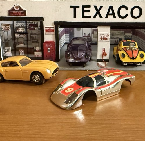 1978 Tyco #6911 H.O Porsche 908 Long Nose #9 Chr/Orn/Yel SuperGlow Slot Car Body