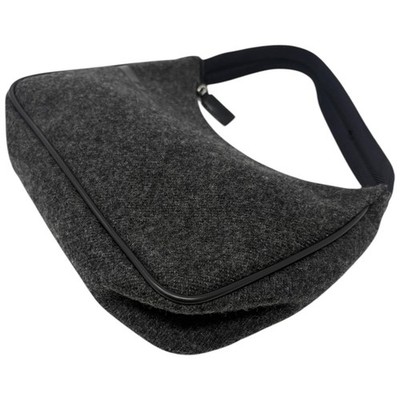 PRADA Sport Vintage Logo Wool Mini Bag Pochette Pouch Gray Black