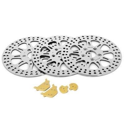 Polished Front Rear 11.5'' Brake Rotors Pads for Harley Dyna Low Rider FXDL 87-99