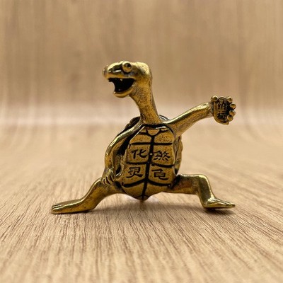 Lucky Brass Turtle Figurine Chinese Wealth Fortune Tortoise Desk Decor Gift
