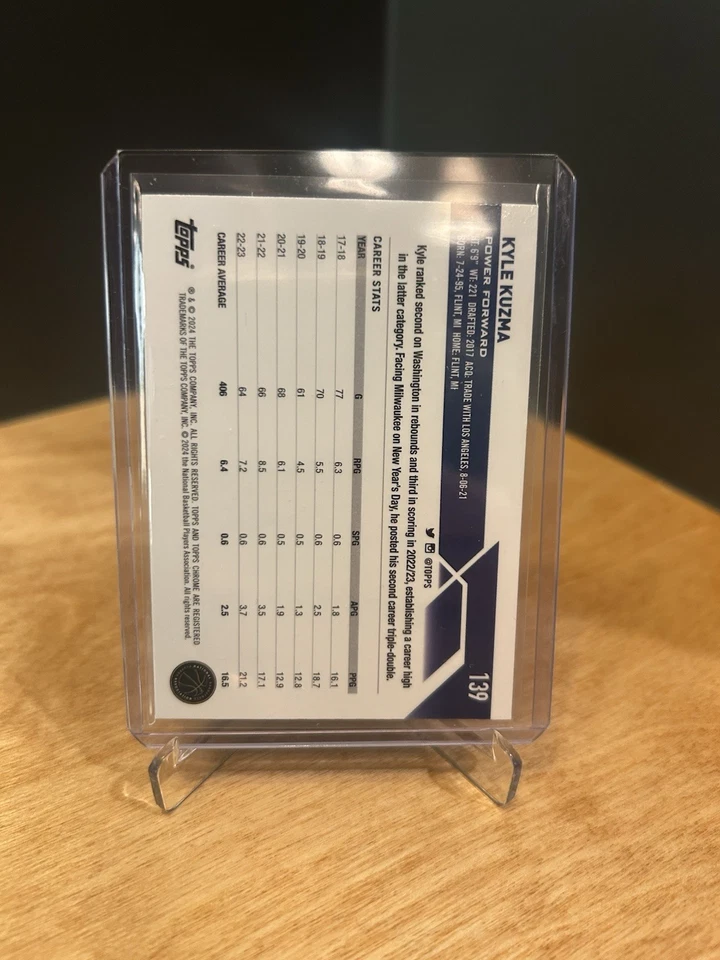 2023-24 Topps Chrome - Kyle Kuzma #139 Purple Geometric Refractor /119 - Image 2 of 2