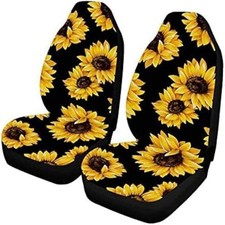 Car Front Seat Covers, Universal Sunflower PrintingCar Seat Protector Seat Cu...