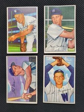 1952 Bowman Baseball 4 Card Lot Washington Senators Mele, Coan, Hudson, Harris