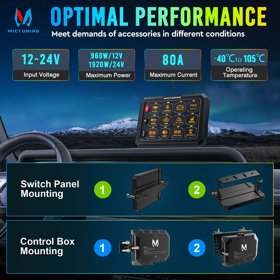 Panel Interruptor MICTUNING P1C RGB 12 Velocidades, Sistema de Relé Electrónico Táctil LED Marino Foto 4 de 4
