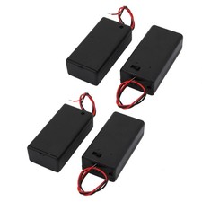 4Pcs Dual Wires Battery Covered Holder Box Case w ON/OFF Switch for 9V Batteries