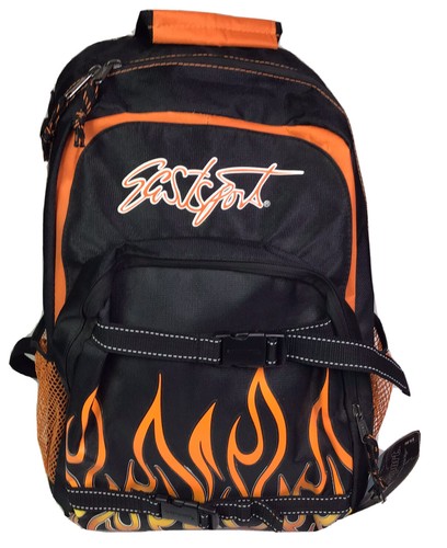 Eastsport Rucksack schwarz Feuerflammen verstellbar gepolsterte Schulter Doppelgurt