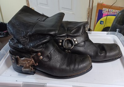  Harley Davidson Black Leather Men's U.S. Size 12 Square Toe Riding Boots