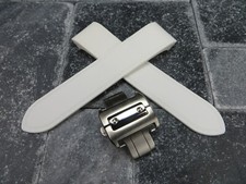 New 23mm PU Rubber Strap Buckle Watch Band Set CARTIER SANTOS 100 XL White x1