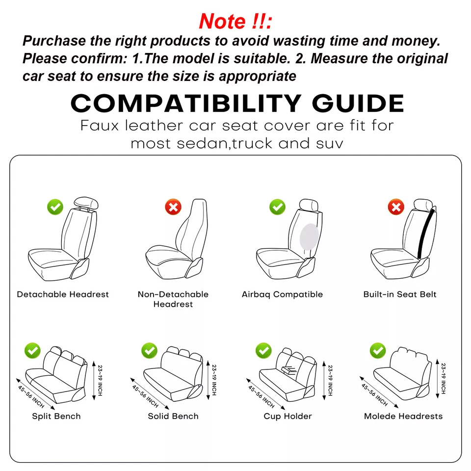 Universal Car 5 Seats Covers Full Set Front Rear Fit Auto Sedan SUV Truck Cloth - Imagem 3 de 4