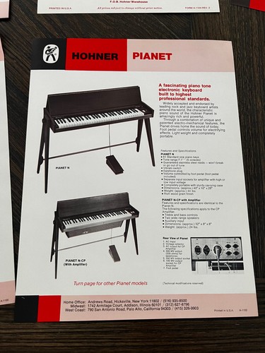 Teclados Hohner 1973 lista de precios Clavinet D6 Pianet Contessa catálogo folletos - Imagen 9 de 11